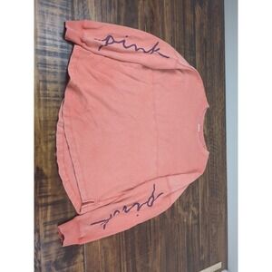 PINK Crewneck Womens XS Oversized‎ Drop Shoulder Terry Sweatshirt
